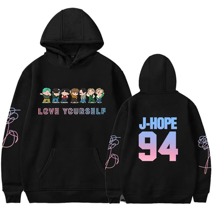 Kpop Jungkook Suga Jimin V Rap Jhope Jin Hoodie Sweatshirts Love Yourself Hoodies Sweater Merch Merchandise