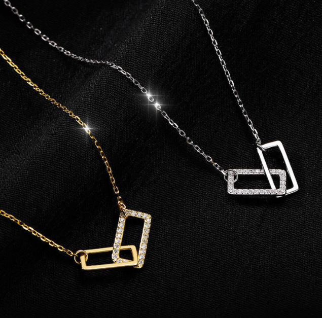 BTS Geometric Logo Pendant Necklace for Women in Steel