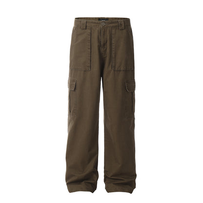 Vintage Wash Loose Fit Straight Leg Pants for Men