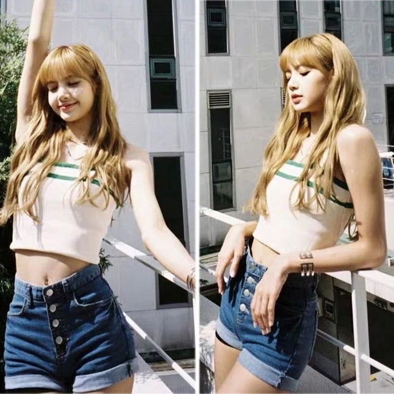 BLACKPINK Lisa & Jennie Inspired Green Crop Top