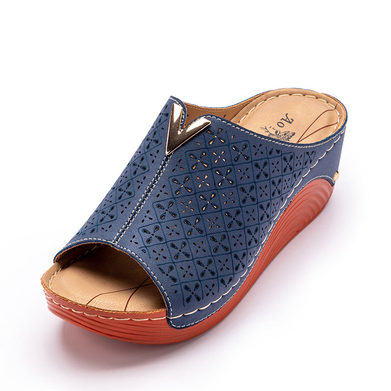 Large Wedge Heel Platform Slippers for Women