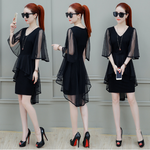Plus Size Lace Sleeve Dress for Summer