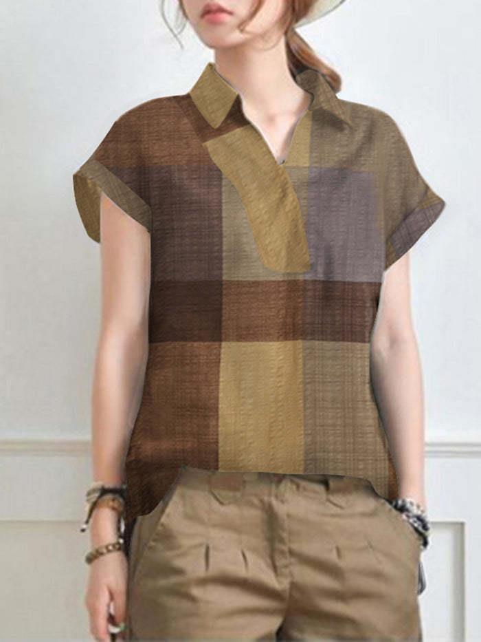 Vintage Short Sleeve Printed Shirt for Women