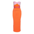 Women's Strapless Color-blocked Bodycon Dress