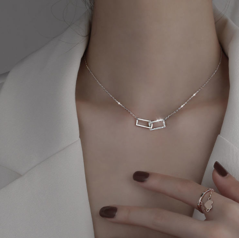 BTS Geometric Logo Pendant Necklace for Women in Steel