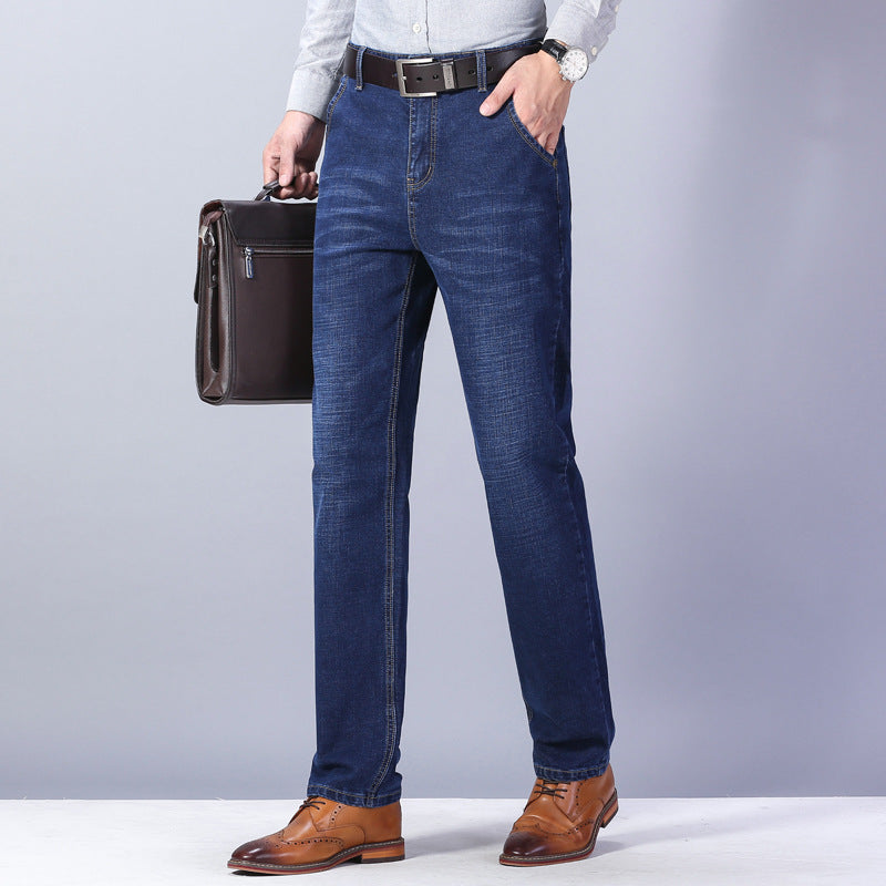 Men's Loose Fit Stretch Denim Pants for Business