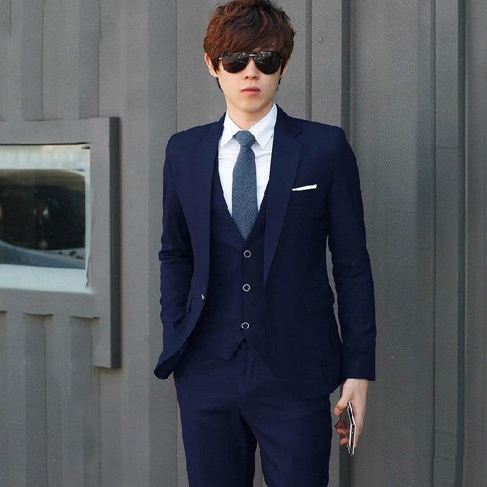 Men's Slim Fit Solid Color Suit Set for Weddings