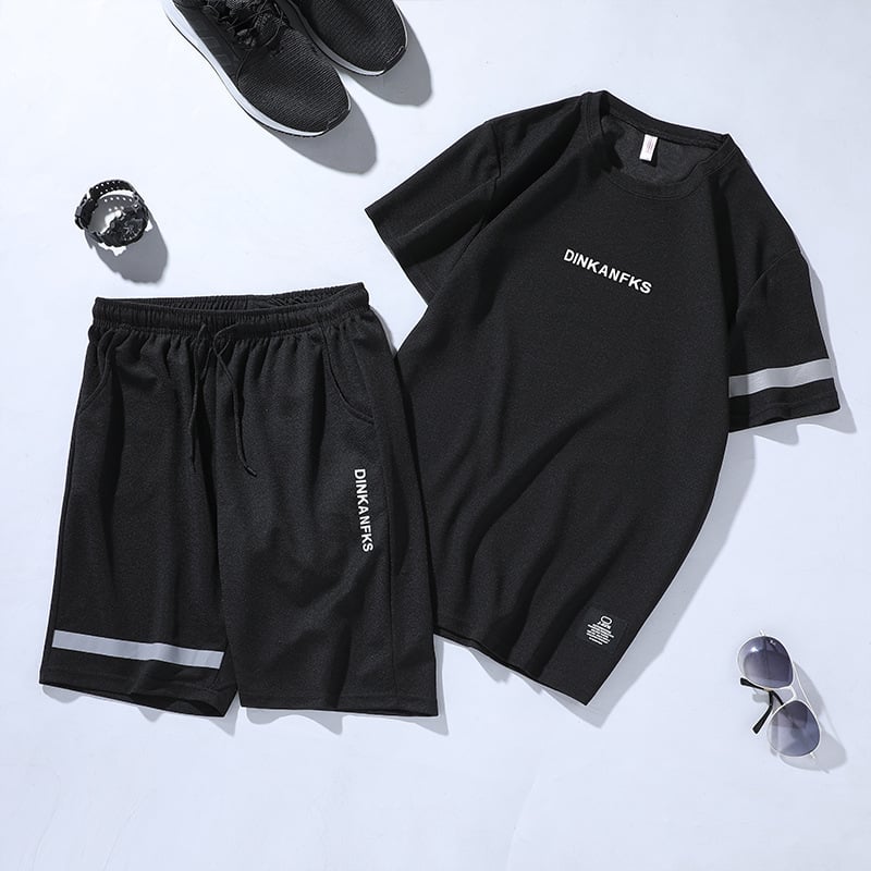 Men's Running Gym Short-Sleeve Sportswear Set