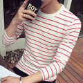 Men's Korean Style Slim Fit Long Sleeve Striped T-Shirt