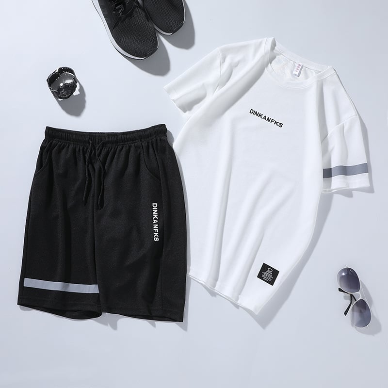 Men's Running Gym Short-Sleeve Sportswear Set