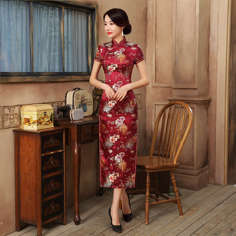 Summer Vintage Chinese Style Long Qipao Dress