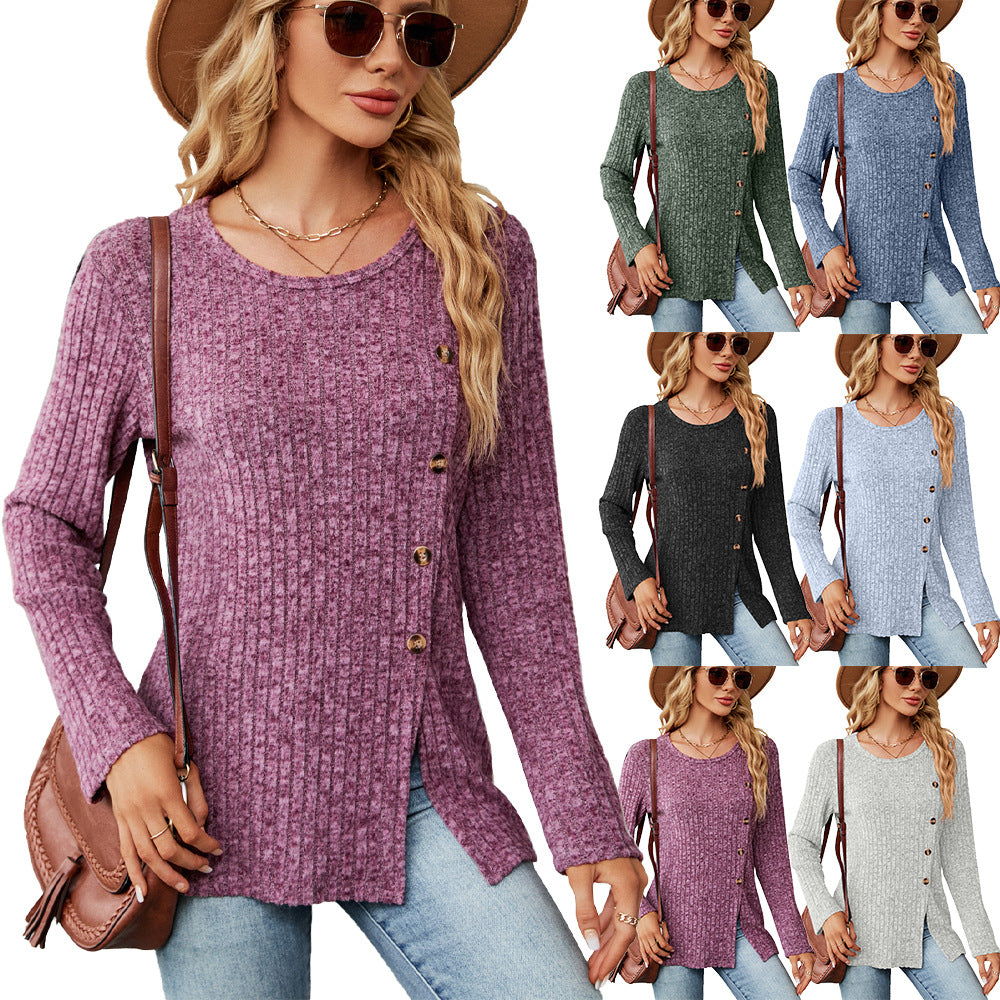 Women's Casual Long Sleeve Buttoned T-Shirt