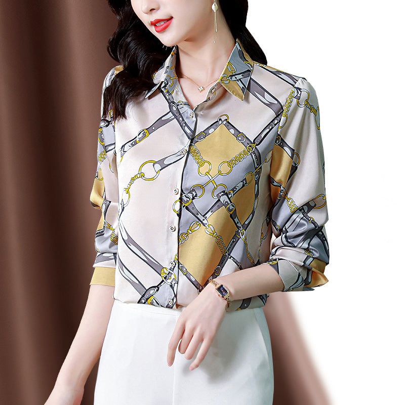Silk Shirt for Women - Fashionable Printed Blouse