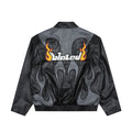 Men's Embroidered Leather Racing Suit Coat