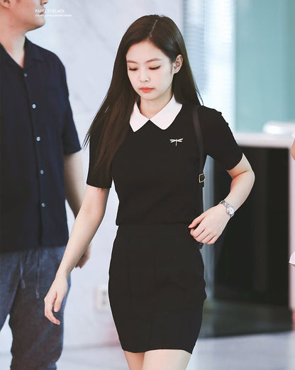 Jennie Style Blackpink Inspired Polo Knit Top for Women
