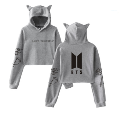 BTS Love Yourself Cat Ear Cropped Hoodie