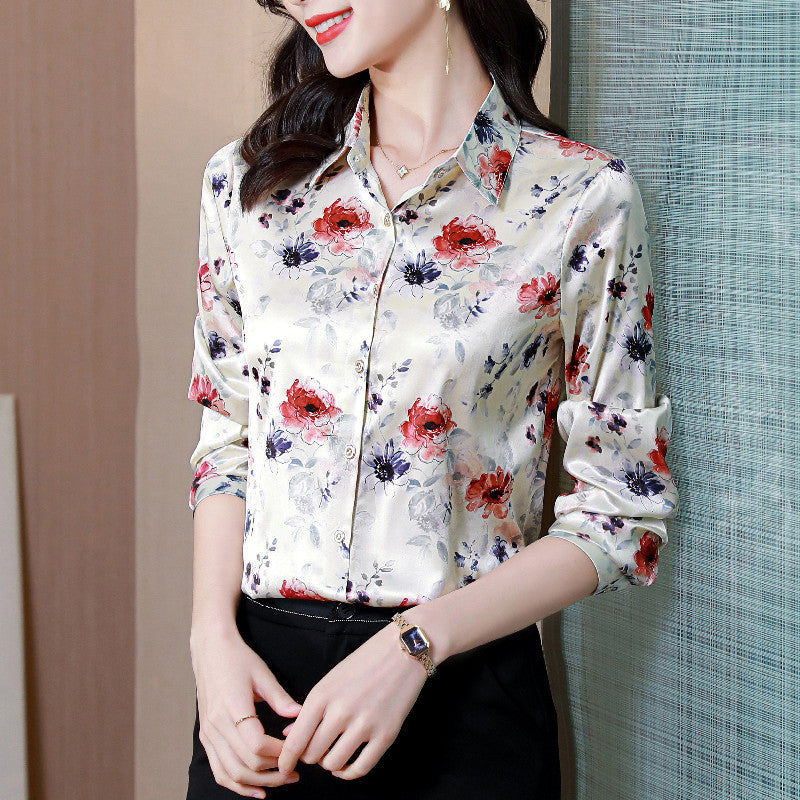 Silk Shirt for Women - Fashionable Printed Blouse