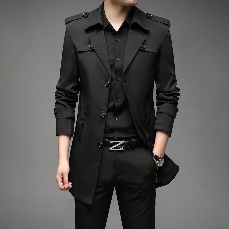 Men's Mid-Length Casual Windbreaker Jacket (Spring/Autumn)