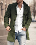 Men's Woolen Stand Collar Medium Long Pocket Coat