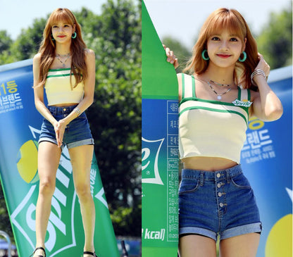 BLACKPINK Lisa & Jennie Inspired Green Crop Top