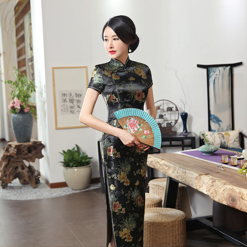 Summer Vintage Chinese Style Long Qipao Dress