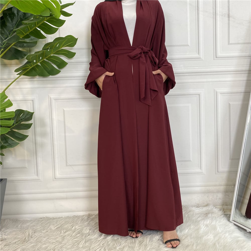 Lace Up Cardigan Robe with Cuffs and Pockets
