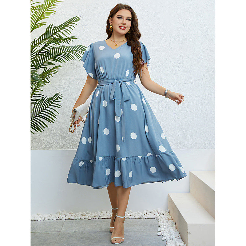 Summer V-Neck Tie-Waist Slimming Dress for Women