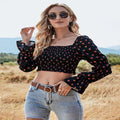 Ladies Fashion Slim Fit Square Neck Long Sleeve Top