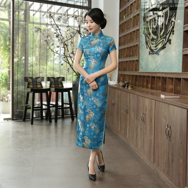 Summer Vintage Chinese Style Long Qipao Dress