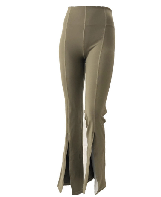 Zipper Slit Slim Flared Cropped Trousers