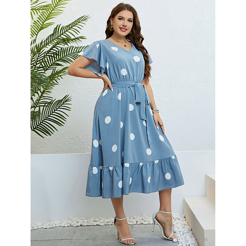 Summer V-Neck Tie-Waist Slimming Dress for Women