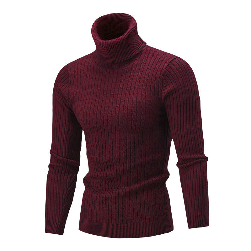 Men's Casual High Neck Long Sleeve Fried Dough Sweater