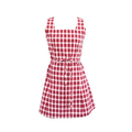 Kpop Korean Celebrity Red Plaid High Waist Dress for Women