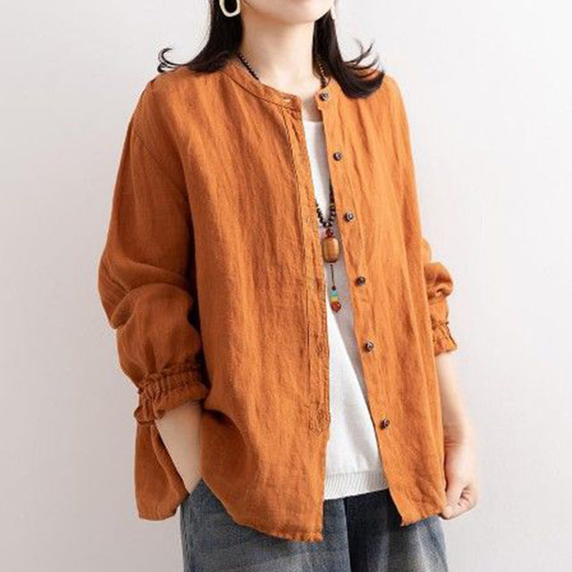 Vintage Cotton Linen Casual Shirt for Spring and Autumn