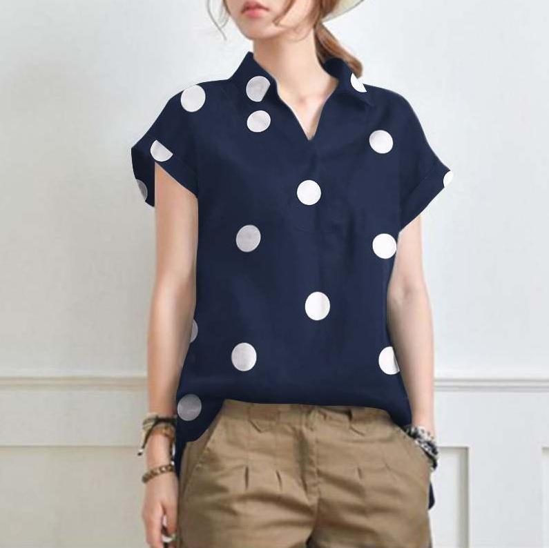 Vintage Short Sleeve Printed Shirt for Women