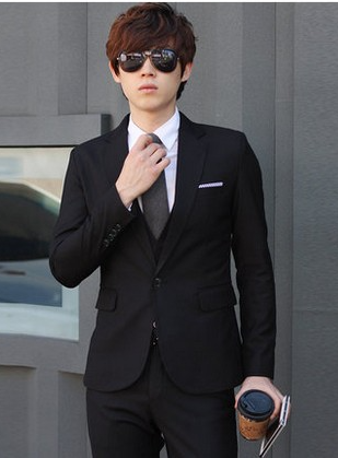 Men's Slim Fit Solid Color Suit Set for Weddings