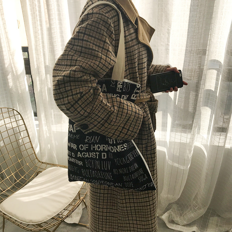 BTS Themed Tote Bag for Students and Travel Use