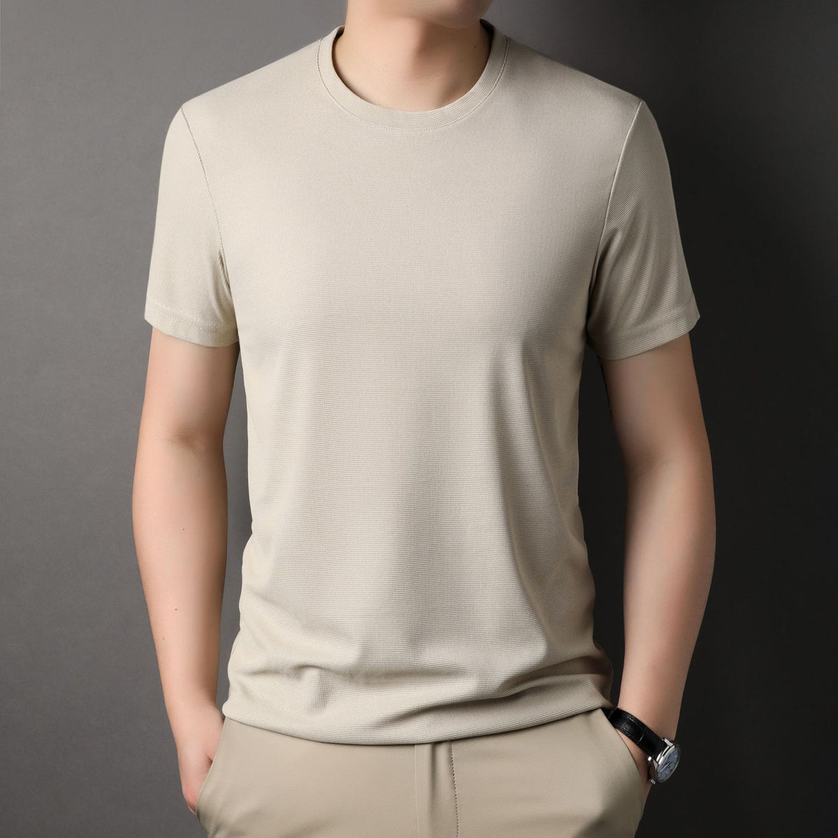 Men's Short Sleeve Waffle T-Shirt - Summer Casual