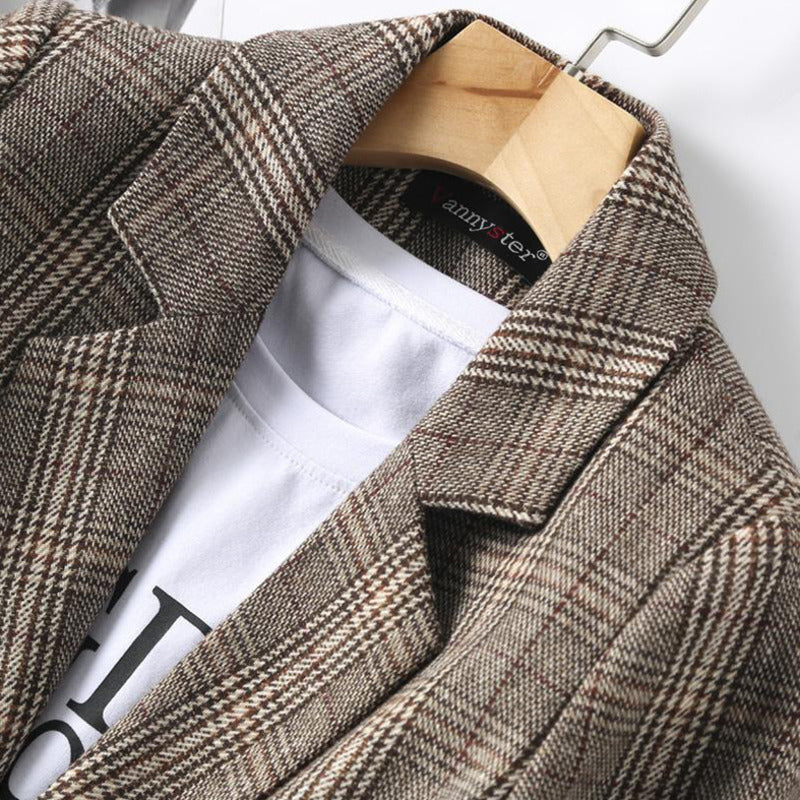 Women's Retro Plaid Loose Single-Breasted Suit