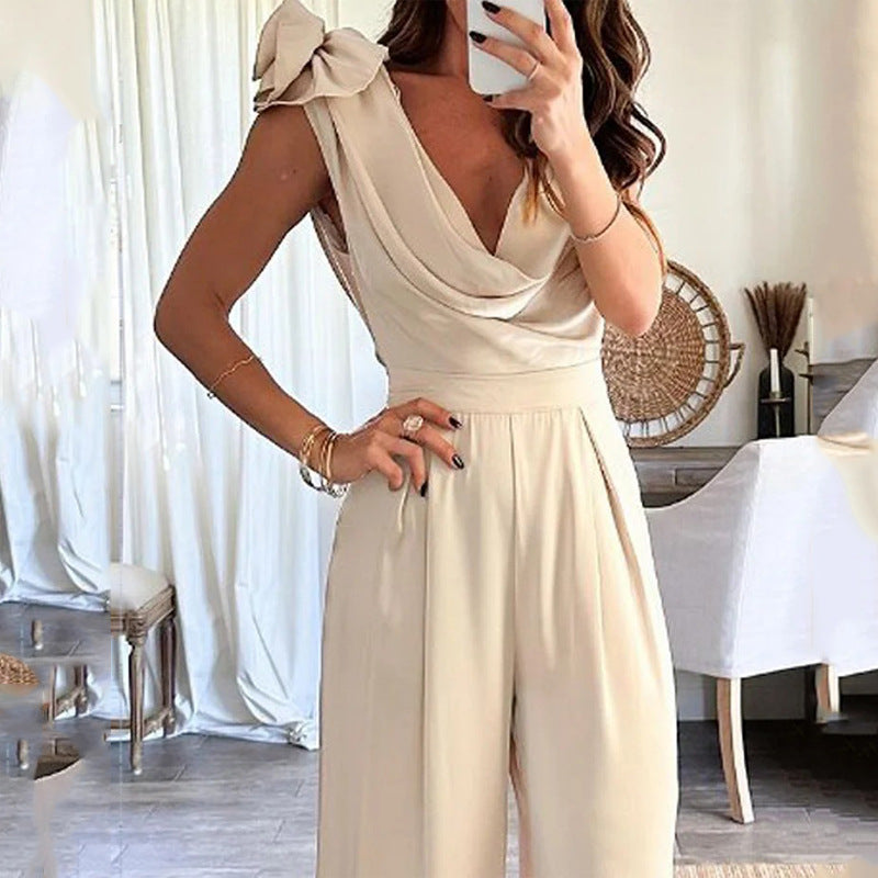 Women's Fashion V-Neck Sleeveless Jumpsuit