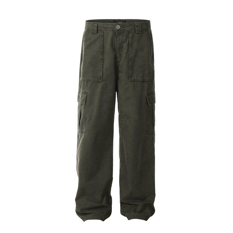 Vintage Wash Loose Fit Straight Leg Pants for Men
