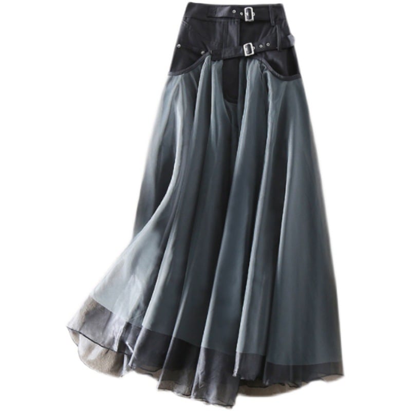 Ladies High Waist Paneled Mesh Skirt