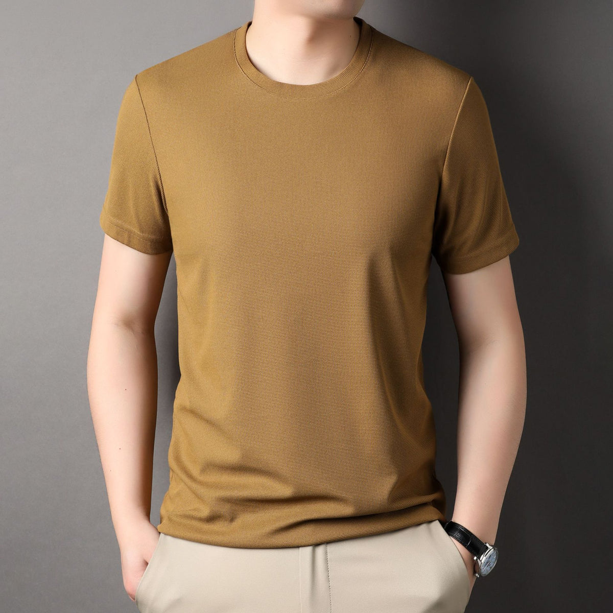 Men's Short Sleeve Waffle T-Shirt - Summer Casual