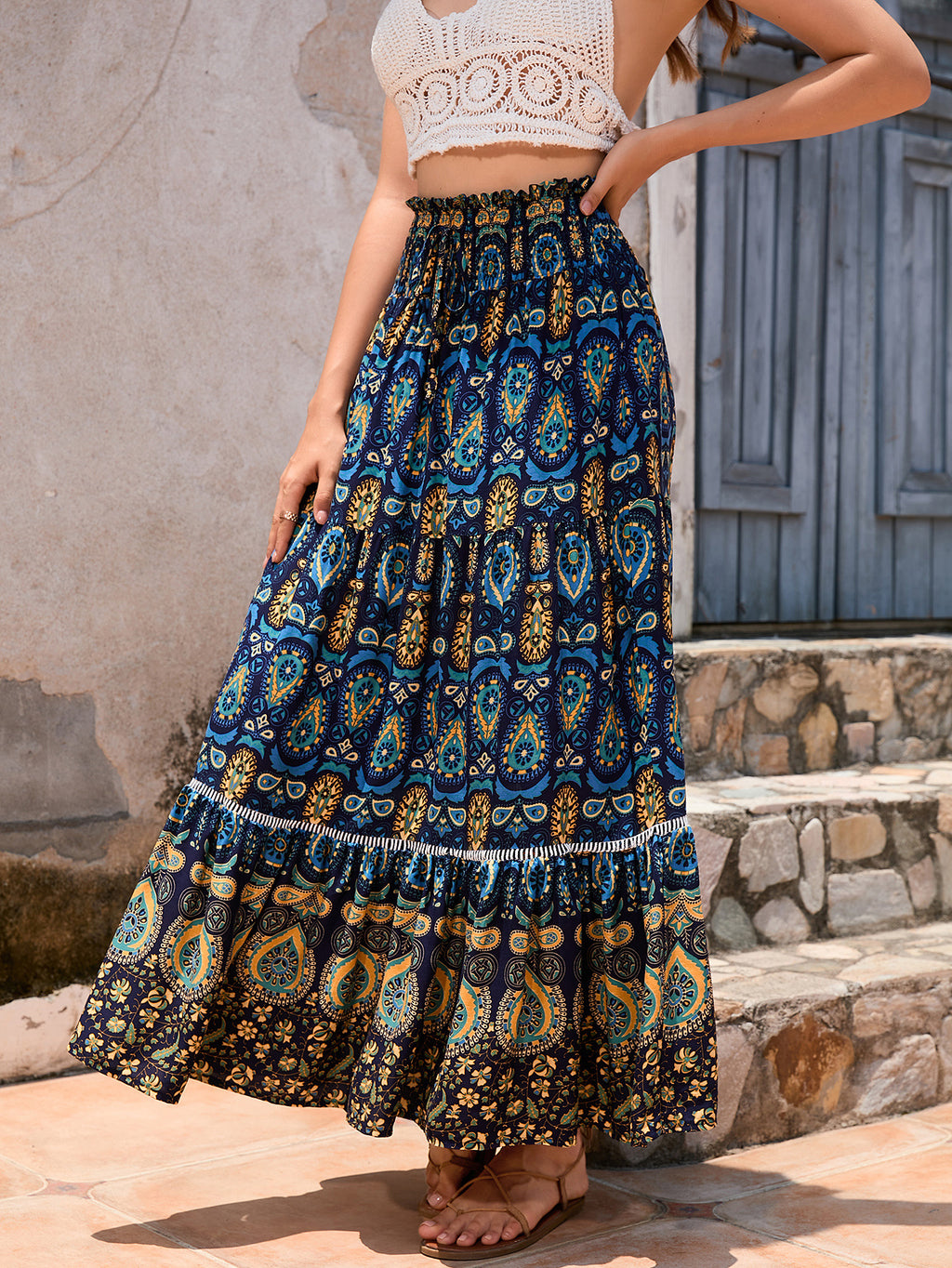 Bohemian Lace Patchwork Hollowed Out Skirt Design