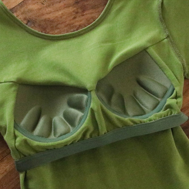 Korean Casual Cotton T-Shirt with Built-in Bra for Women