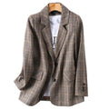 Women's Retro Plaid Loose Single-Breasted Suit