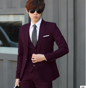 Men's Slim Fit Solid Color Suit Set for Weddings