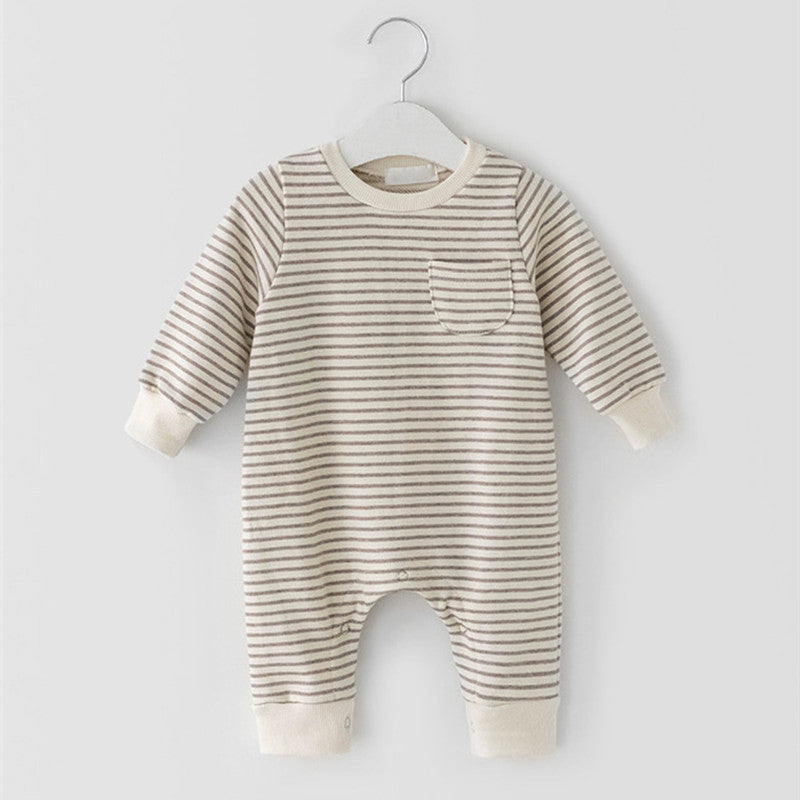 Striped Long-Sleeved Jumpsuit for Baby Boys and Girls