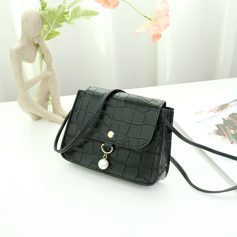 Mini Pearl Shoulder Bag with Crocodile Texture