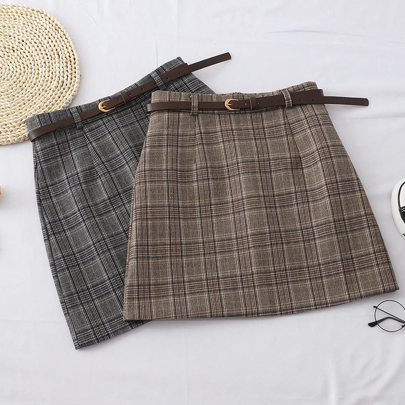 A-line Short Plaid Autumn Skirt